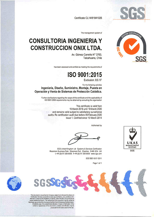 Certificación UKAS Onix